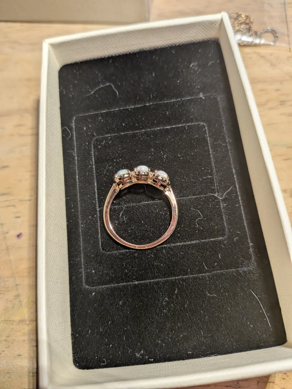 Opal Triple Halo Ring - Rose Gold Opal Trio